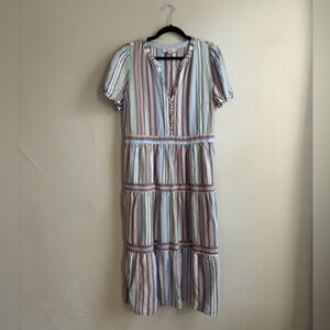 LOFT Striped Midi Dress (size 14)